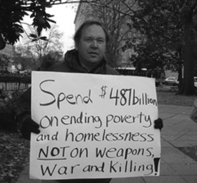 A man protesting the national budget