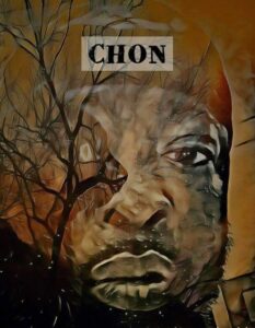 Chon Gotti's artwork of a person's face, fading behind a tree