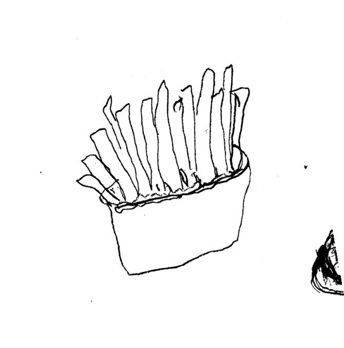 A drawing of some fries