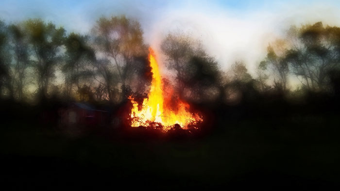 Blurred photo of a fire burning