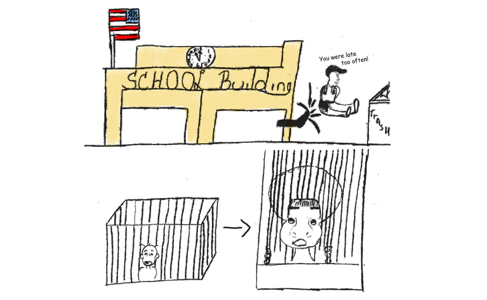 Phillip Black Jr.'s interpretation of the cradle-to-prison pipeline.