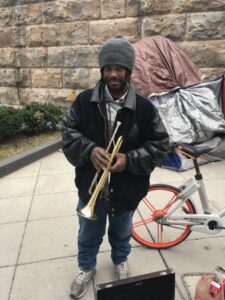 Melvin Simpson with his trumpet