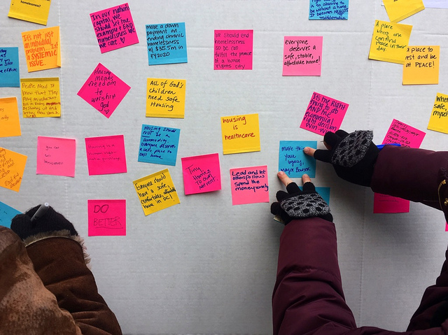 Demonstrators at The Way Home event