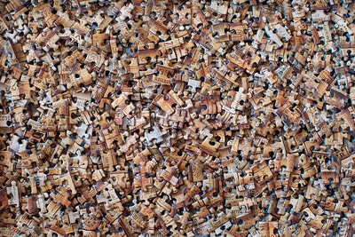 Photo of 1,000 puzzle pieces that are in a pile.