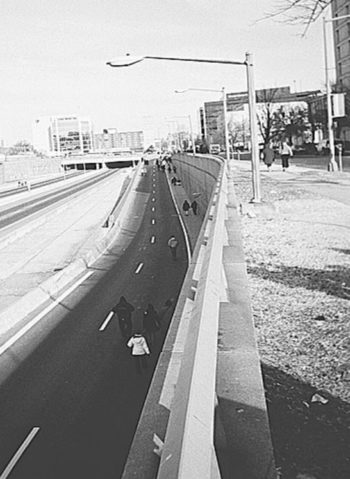 Photo of attendees walking on closed highways