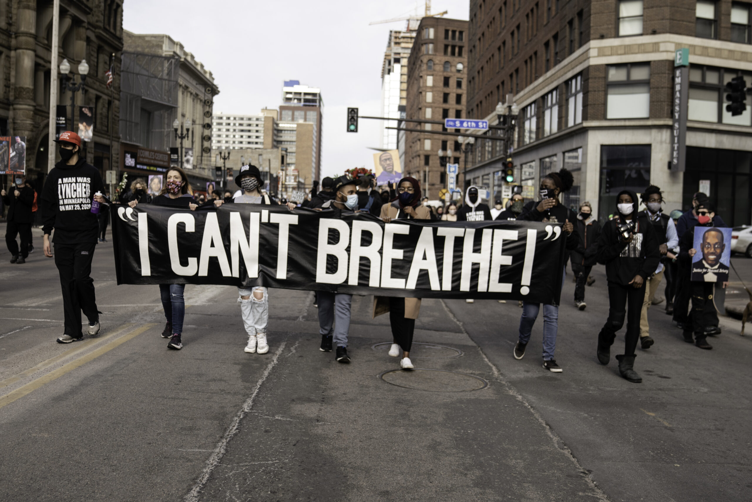 Photo of protesters marching