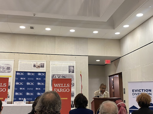 Image shows Congresswoman Eleanor Holmes Norton at a podium
